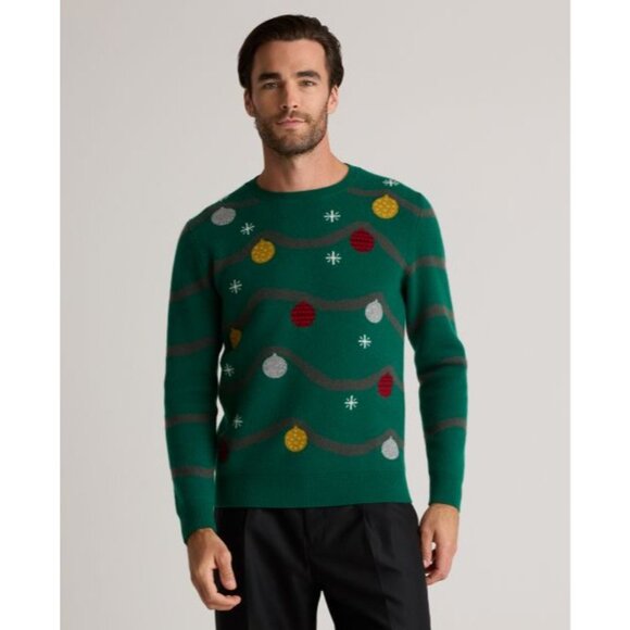 Quince Size XL 100% Mongolian Cashmere Green Holiday Knit Sweater Christmas - Picture 3 of 11